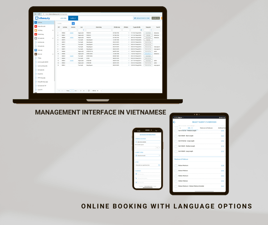 Multilingual nail salon platform